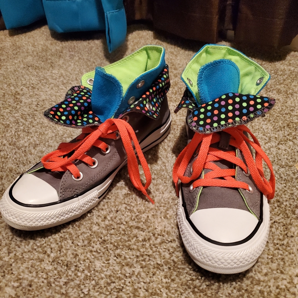 Converse Fold Down Retro High Tops Neon/Gray